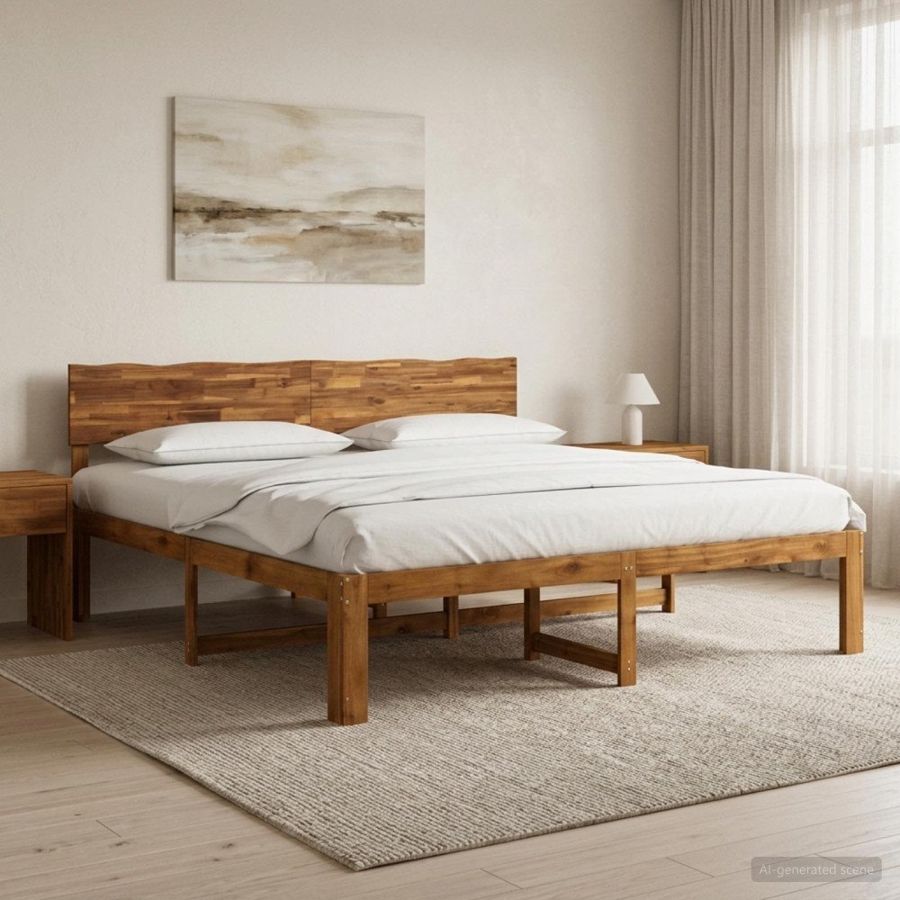 vidaXL Dubbel sängram med huvudgavel ROSTOCK Naturlig 193 x 203 cm