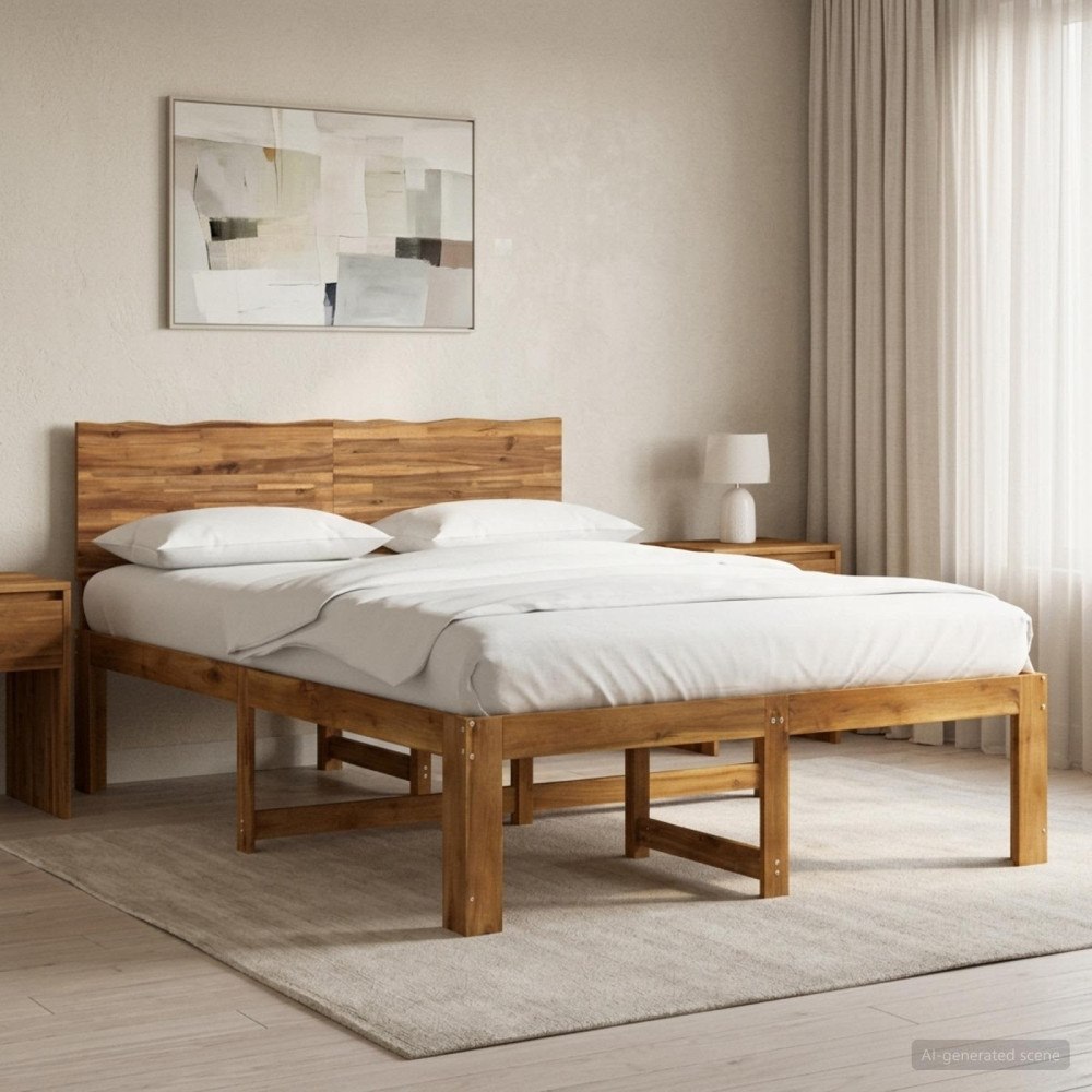 vidaXL Dubbel sängram med huvudgavel ROSTOCK Naturlig 152 x 203 cm