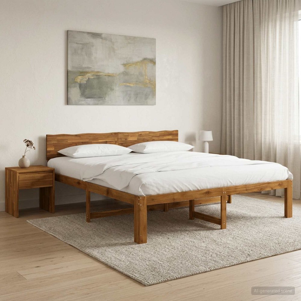 vidaXL Dubbel sängram med huvudgavel ROSTOCK Naturlig 193 x 203 cm