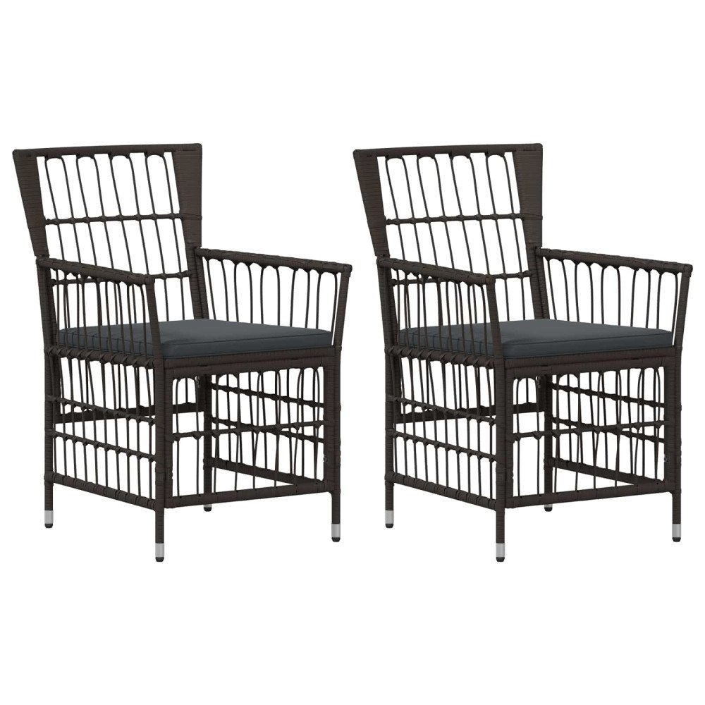 vidaXL Trädgårdsstolar 2 st Svart PE rattan, Stål och Polyester Tyg