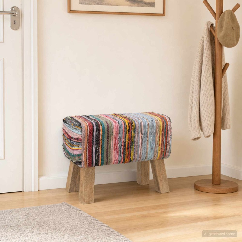 vidaXL bänk 60 x 30 x 45 cm Äkta läder Flerfärgsdesign