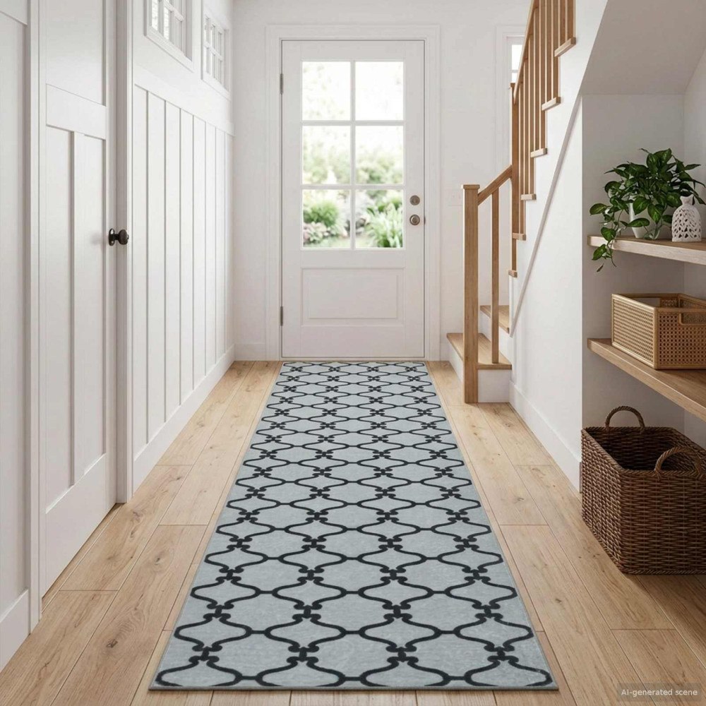 vidaXL Mattlöpare ORIZ 1150 gsm Svart nätmönster