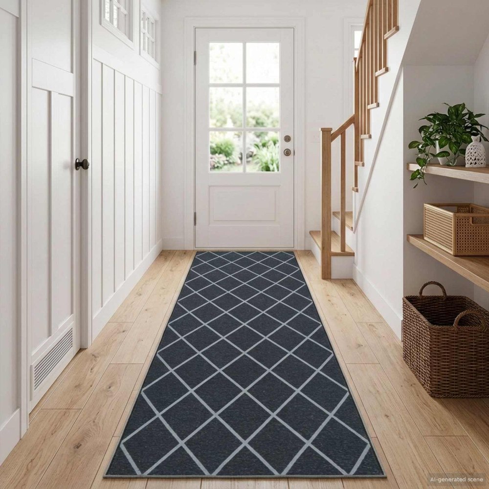 vidaXL Mattlöpare ORIZ 1150 gsm Svart nätmönster