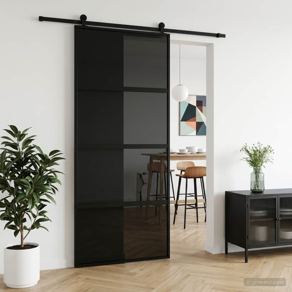 vidaXL Skjutdörr 90 x 205 cm Härdat Glas och Aluminium