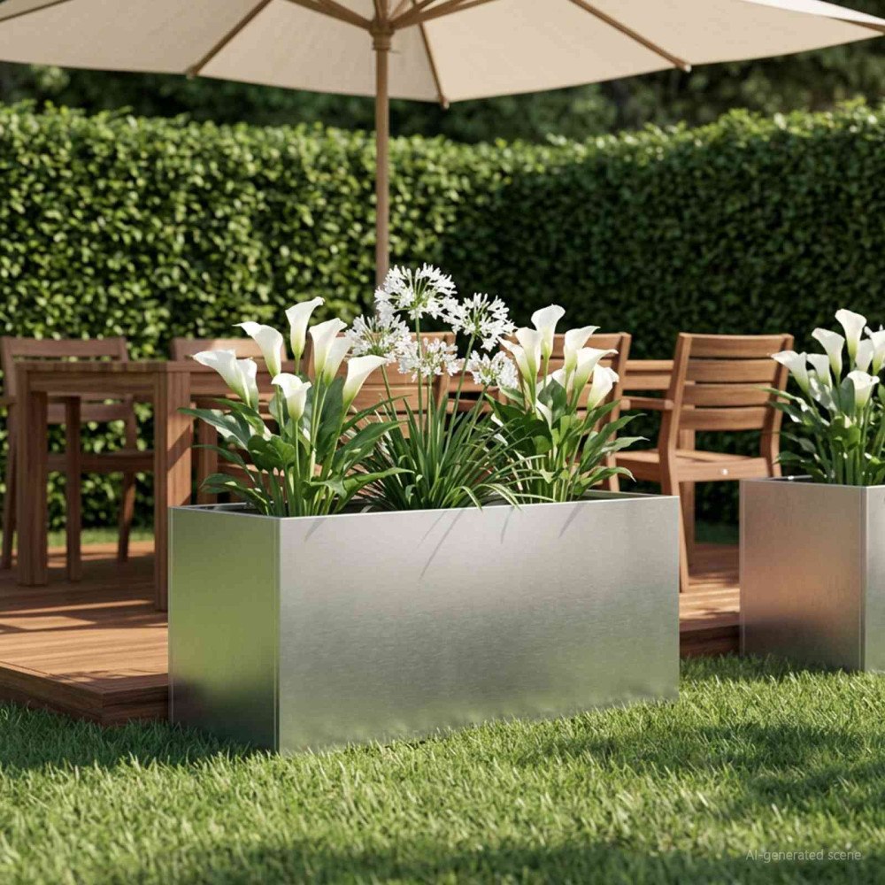 vidaXL Trädgårdsplanterare Silver 100 x 40 x 40 cm Rostfritt stål