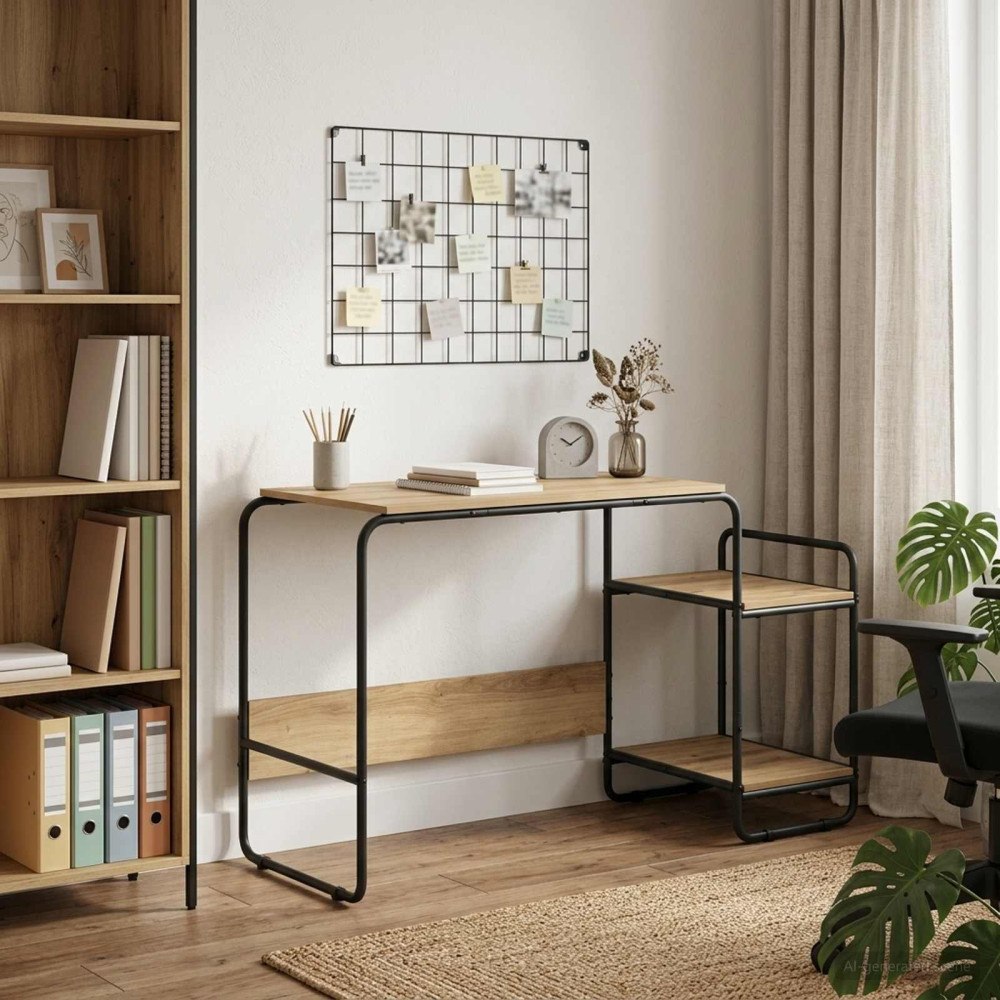 vidaXL Skrivbord med förvaring Artisan-ek 131.5 x 50 x 75.5 cm