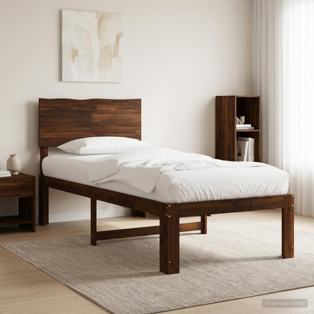 vidaXL Enkel Sängram med Huvudgavel ROSTOCK Mörkbrun 75 x 190 cm