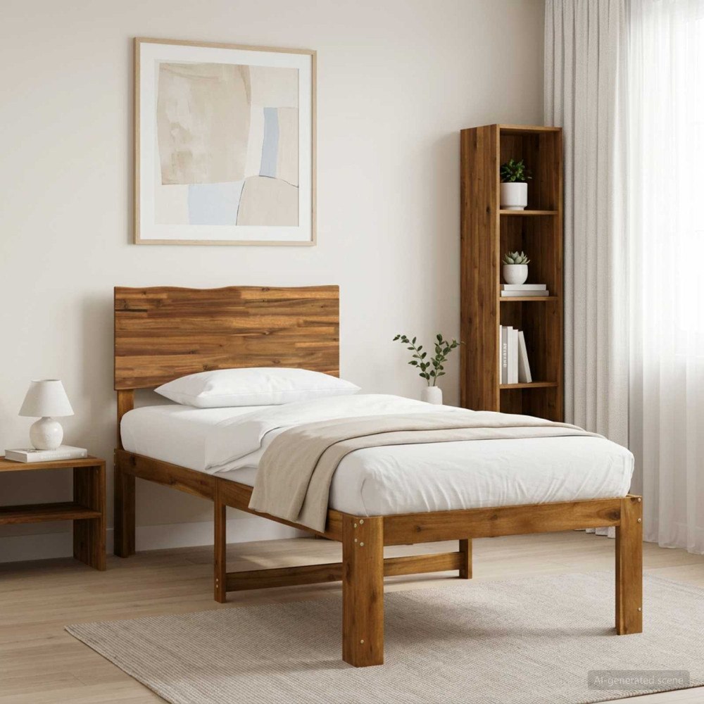 vidaXL Enkel Sängram med Huvudgavel ROSTOCK Naturlig 75 x 190 cm