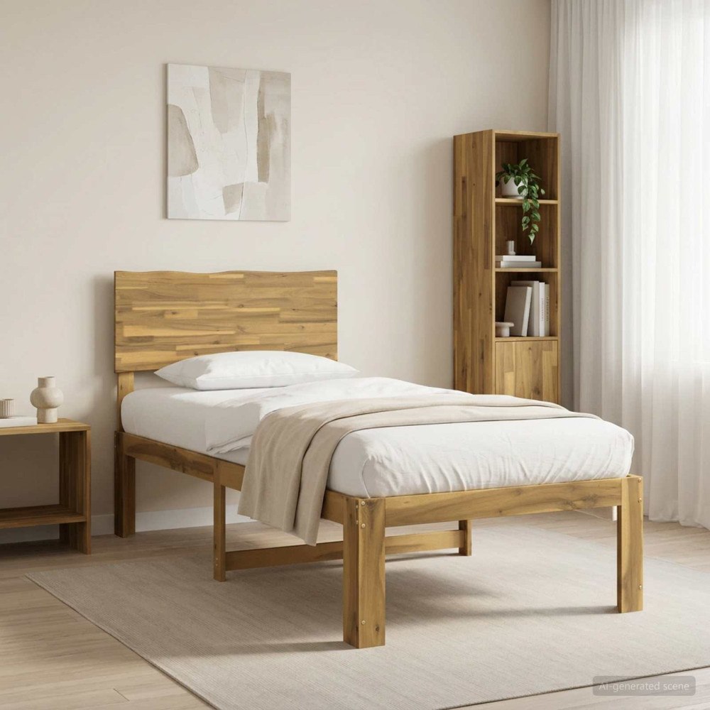 vidaXL Enkel Sängram med Huvudgavel ROSTOCK Vit 75 x 190 cm