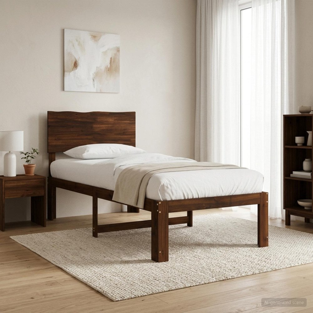 vidaXL Enkel Sängram med Huvudgavel ROSTOCK Mörkbrun 90 x 190 cm