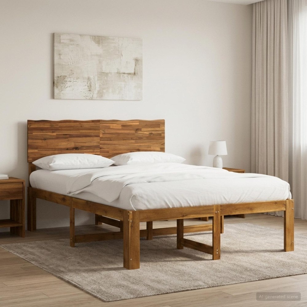 vidaXL Dubbel sängram med huvudgavel ROSTOCK Naturlig 120 x 190 cm