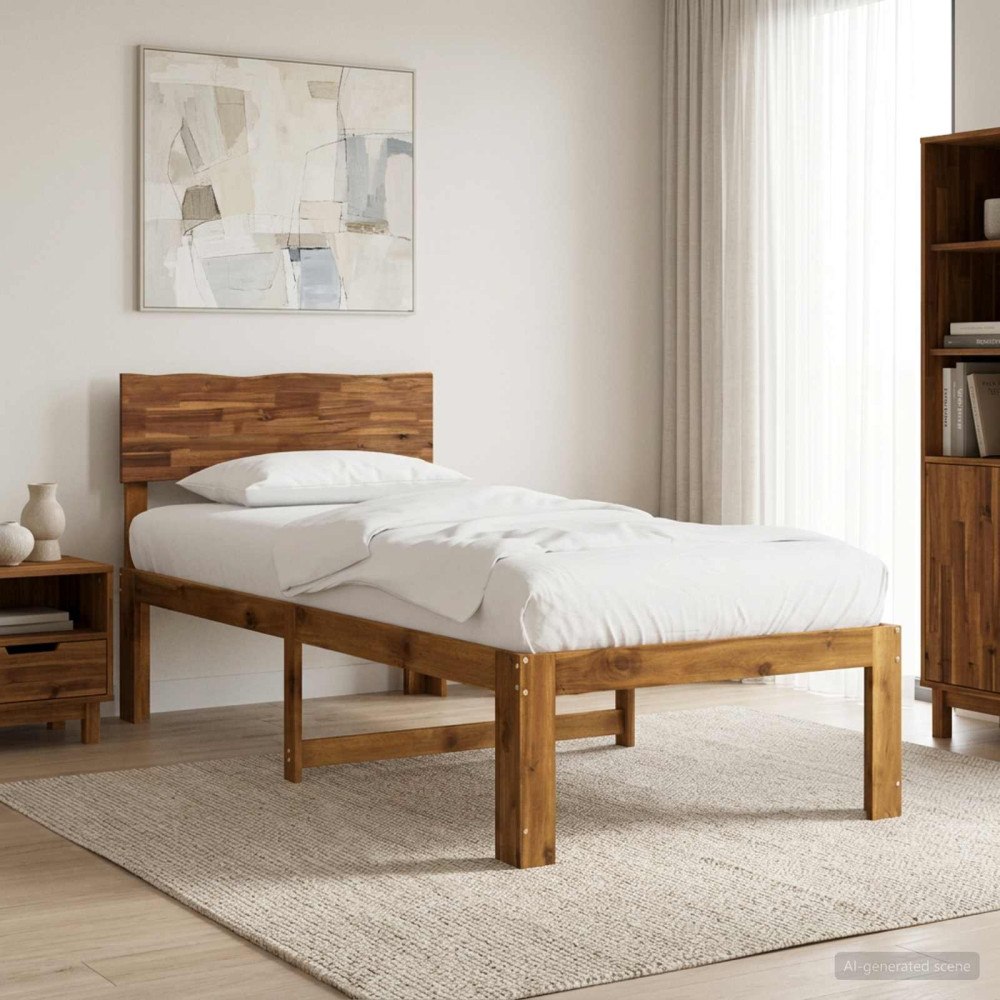 vidaXL Enkel Sängram med Huvudgavel ROSTOCK Naturlig 75 x 190 cm
