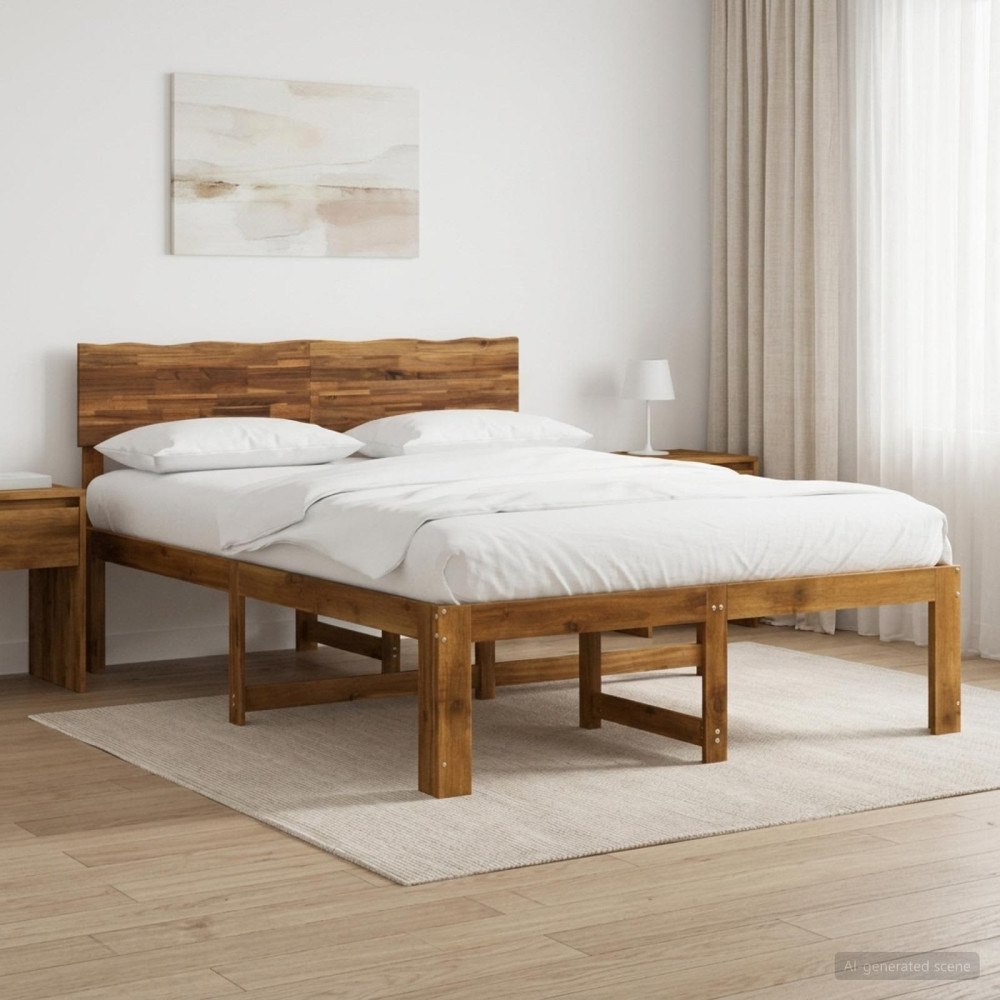 vidaXL Dubbel sängram med huvudgavel ROSTOCK Naturlig 120 x 190 cm