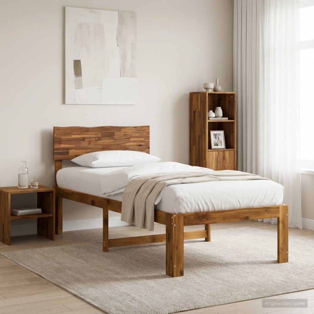 vidaXL Enkel Sängram med Huvudgavel ROSTOCK Naturlig 90 x 200 cm