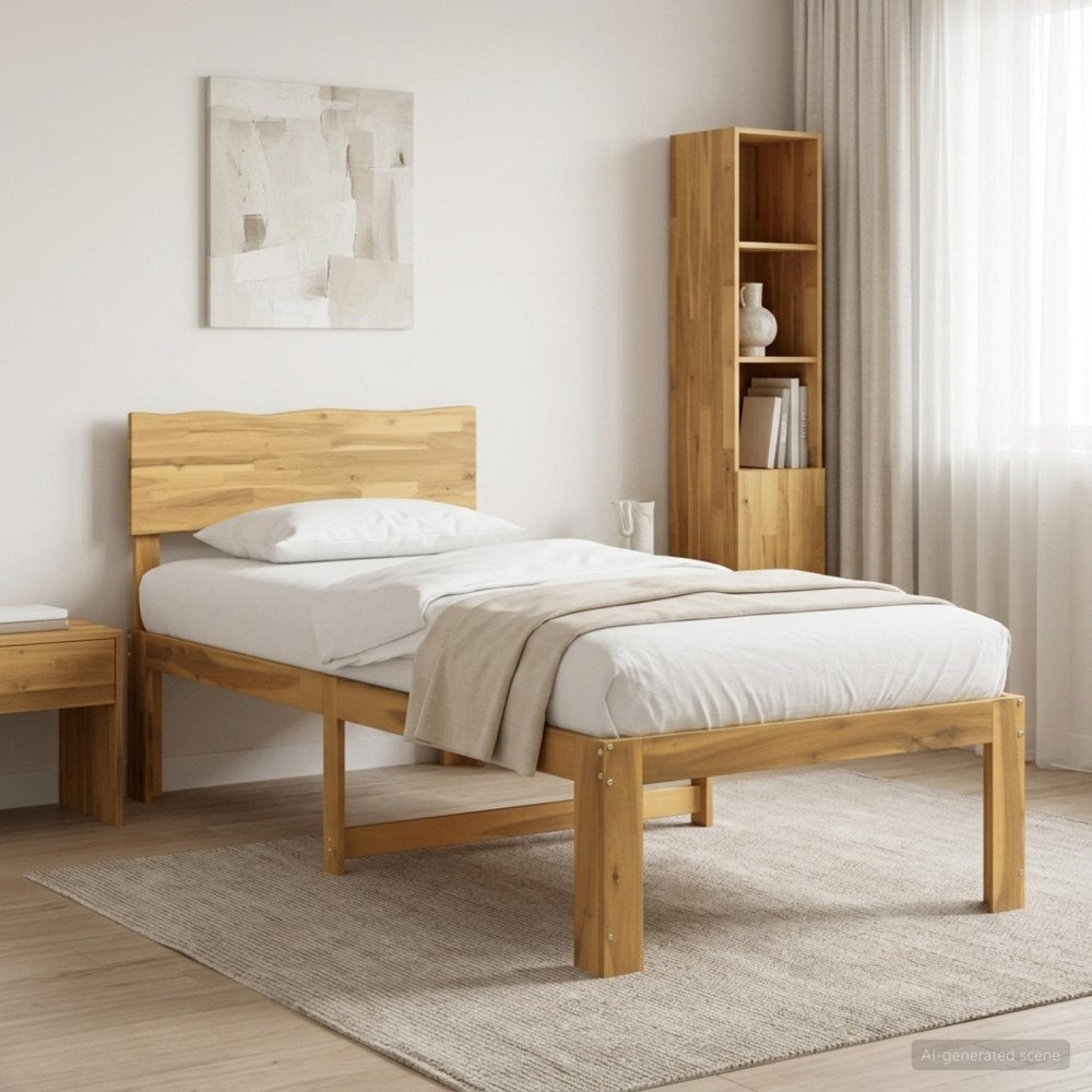 vidaXL Enkel Sängram med Huvudgavel ROSTOCK Vit 90 x 200 cm