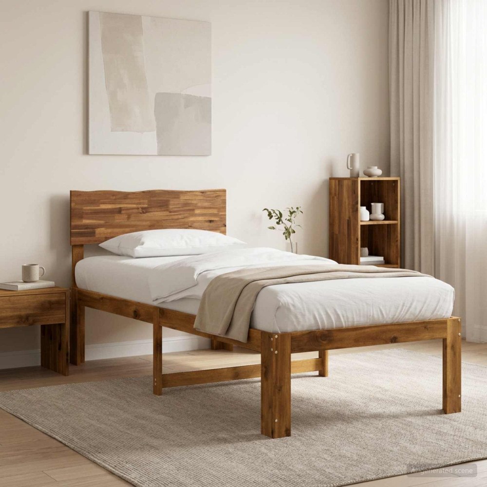 vidaXL Enkel Sängram med Huvudgavel ROSTOCK Naturlig 100 x 200 cm