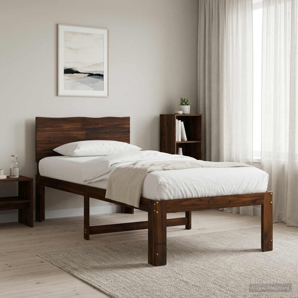 vidaXL Enkel Sängram med Huvudgavel ROSTOCK Mörkbrun 90 x 190 cm