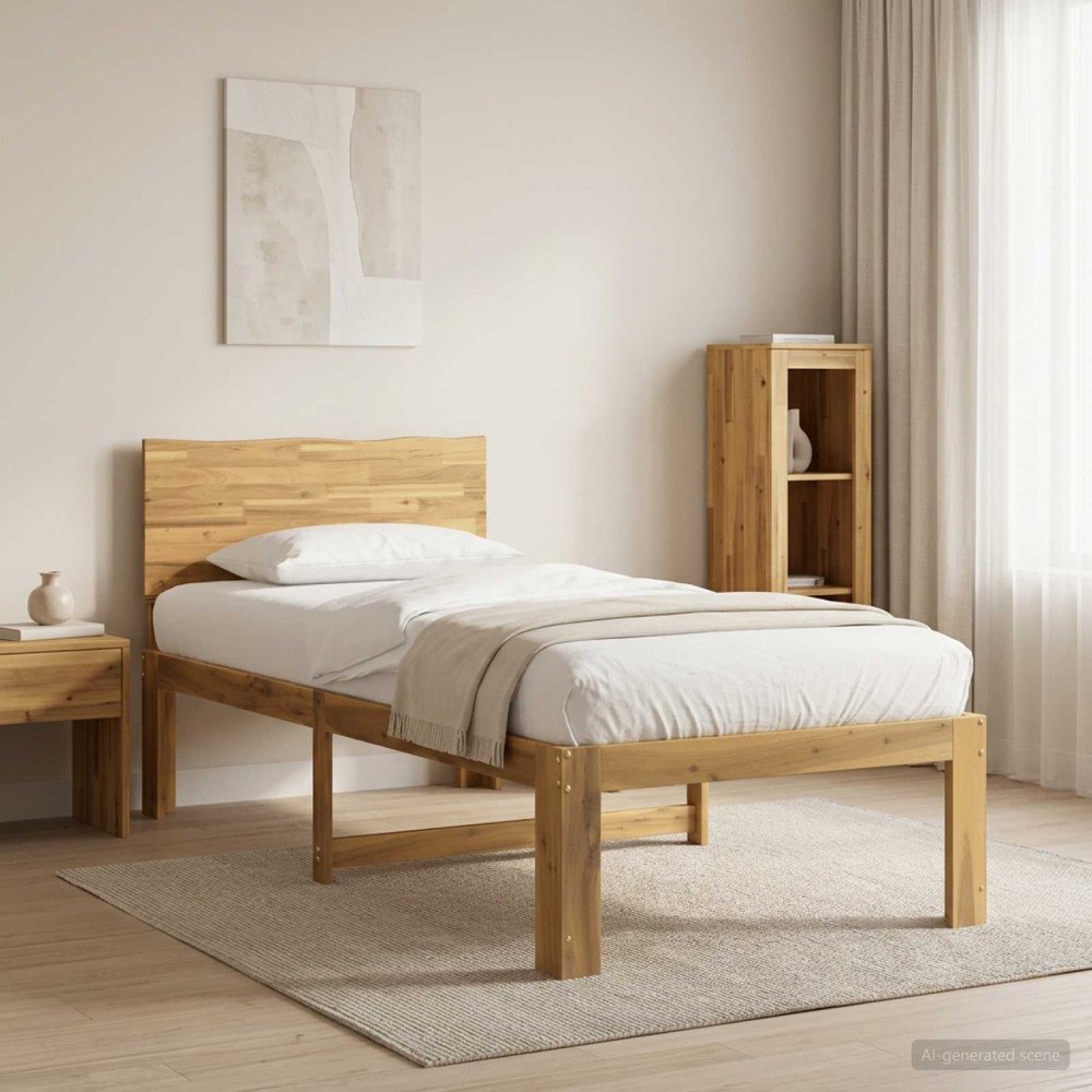 vidaXL Enkel Sängram med Huvudgavel ROSTOCK Vit 90 x 190 cm