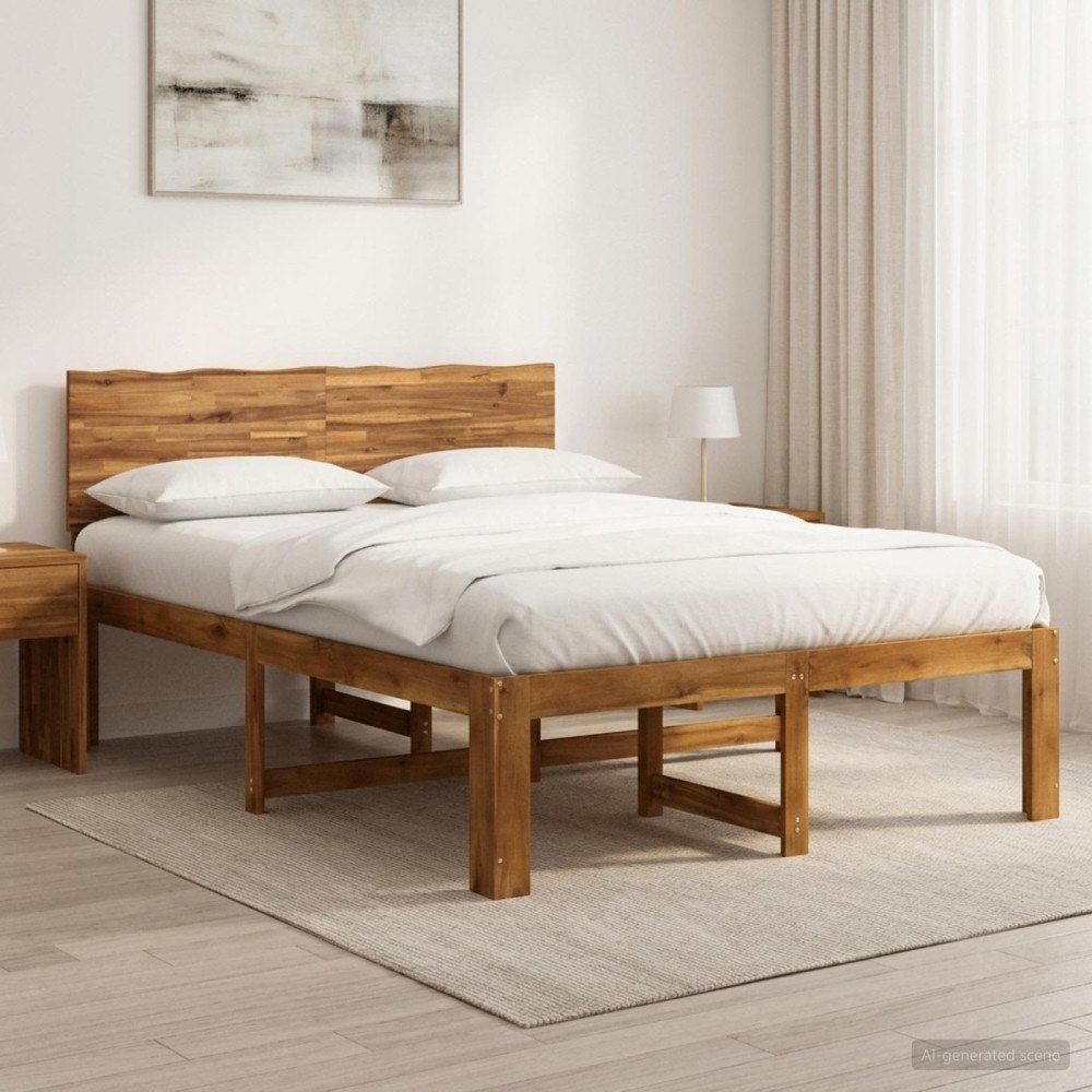 vidaXL Dubbel sängram med huvudgavel ROSTOCK Naturlig 120 x 190 cm