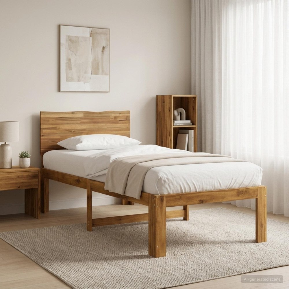 vidaXL Enkel Sängram med Huvudgavel ROSTOCK Naturlig 80 x 200 cm