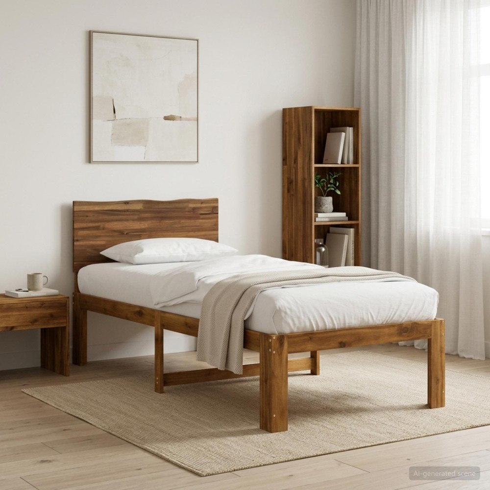 vidaXL Enkel Sängram med Huvudgavel ROSTOCK Naturlig 90 x 200 cm