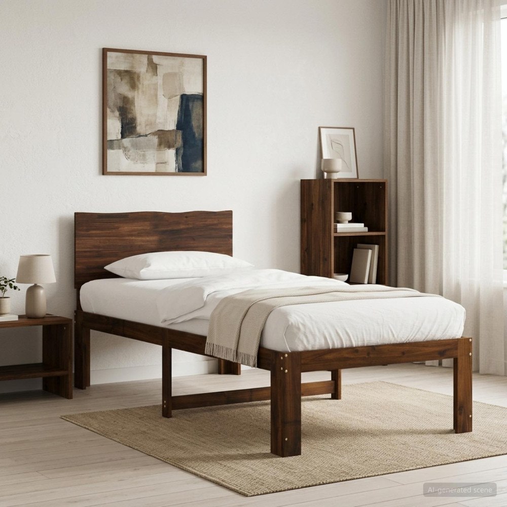 vidaXL Enkel Sängram med Huvudgavel ROSTOCK Mörkbrun 75 x 190 cm