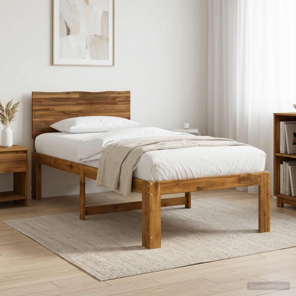 vidaXL Enkel Sängram med Huvudgavel ROSTOCK Naturlig 75 x 190 cm
