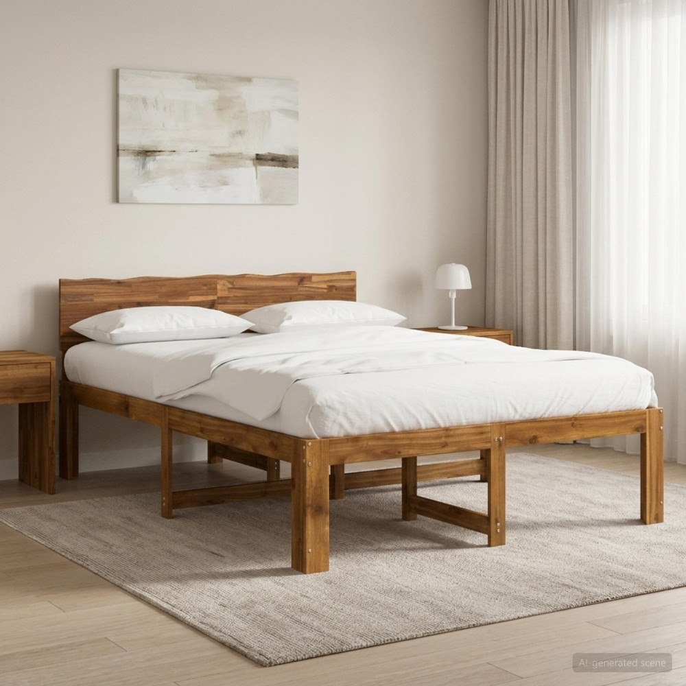 vidaXL Dubbel sängram med huvudgavel ROSTOCK Naturlig 140 x 190 cm