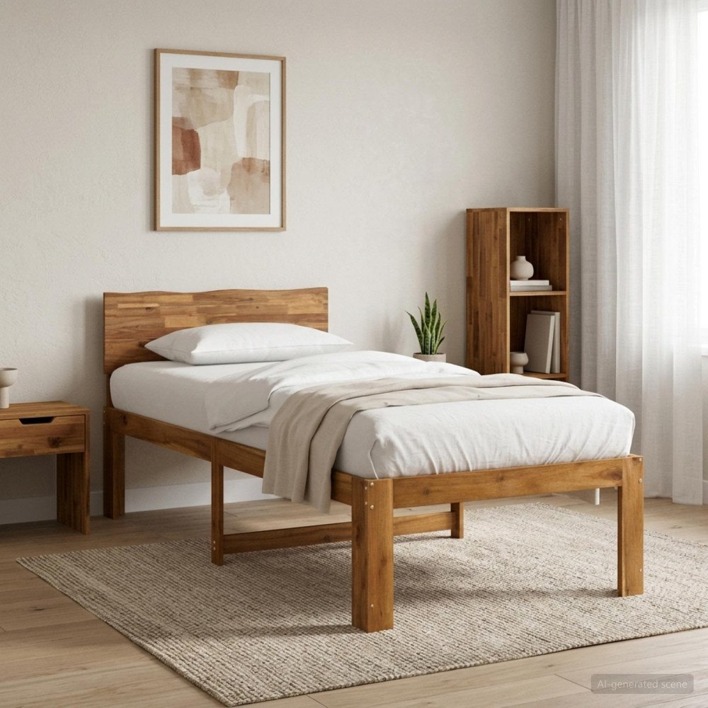 vidaXL Enkel Sängram med Huvudgavel ROSTOCK Naturlig 80 x 200 cm