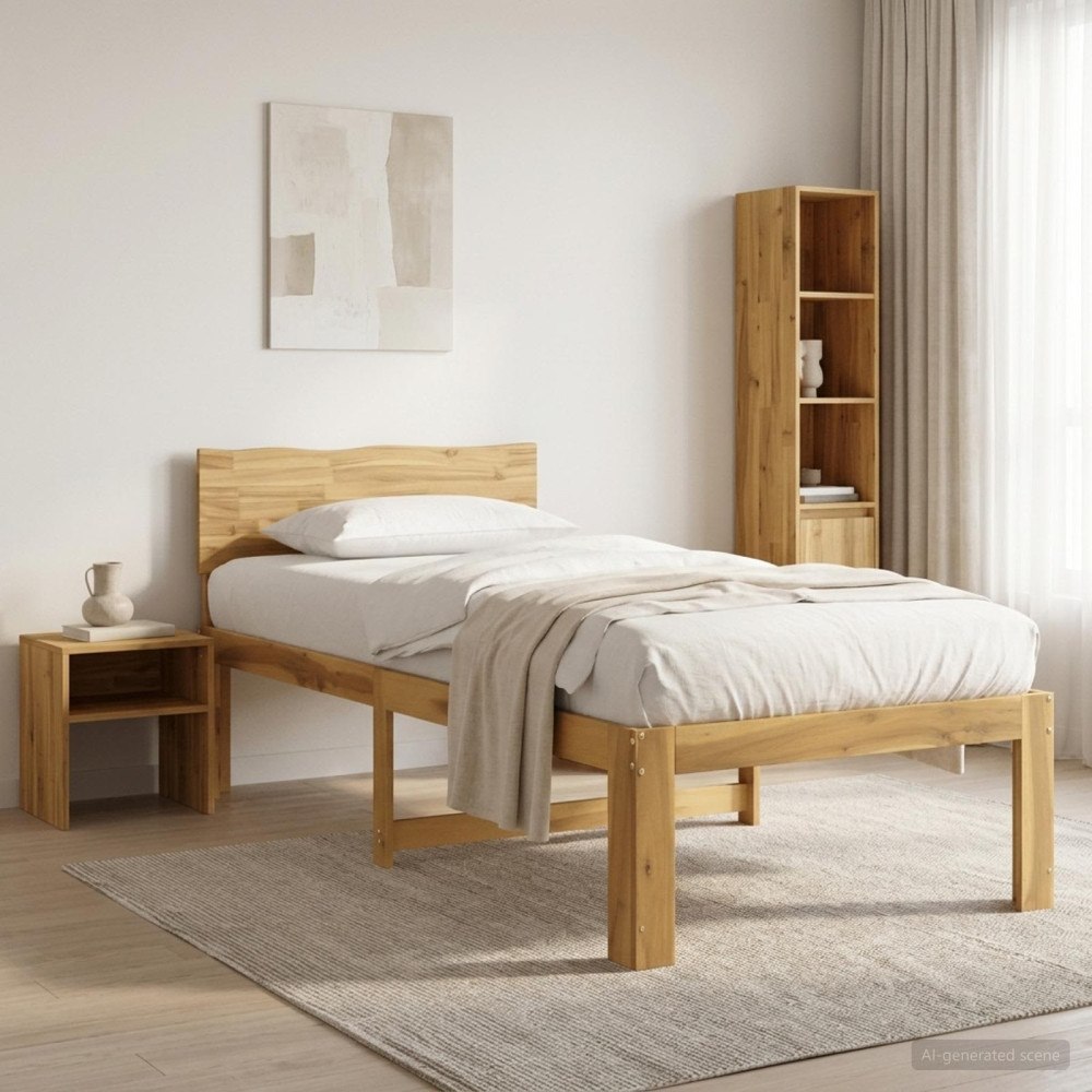 vidaXL Enkel Sängram med Huvudgavel ROSTOCK Vit 90 x 200 cm