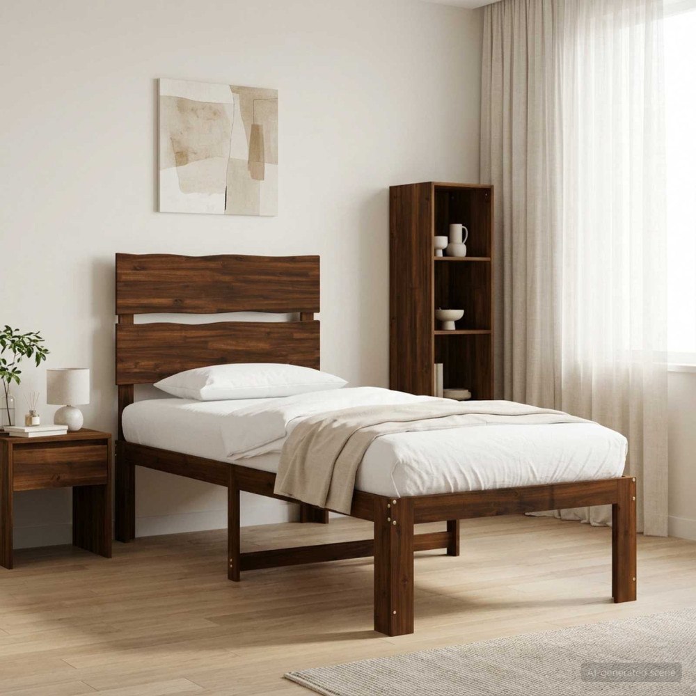 vidaXL Enkel Sängram med Huvudgavel ROSTOCK Mörkbrun 75 x 190 cm