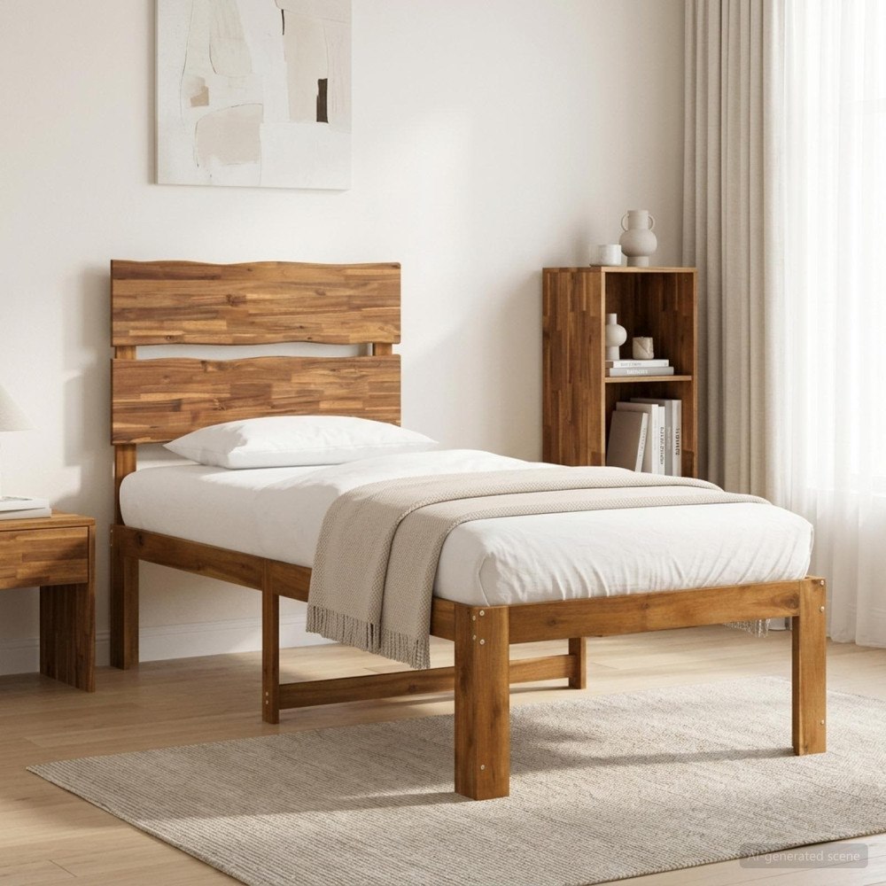 vidaXL Enkel Sängram med Huvudgavel ROSTOCK Naturlig 90 x 200 cm