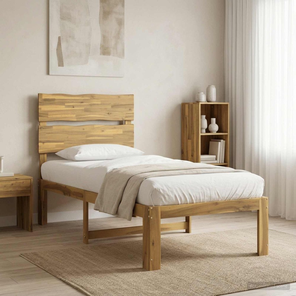 vidaXL Enkel Sängram med Huvudgavel ROSTOCK Vit 90 x 200 cm