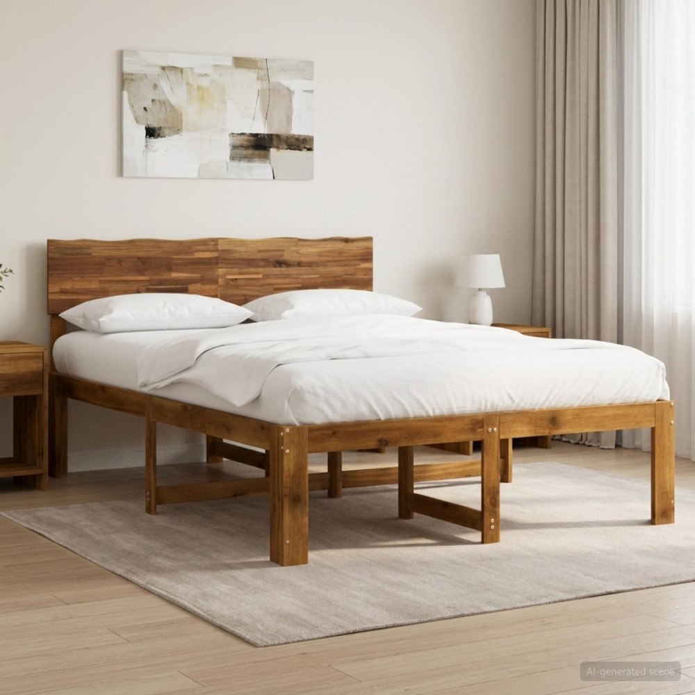 vidaXL Dubbel sängram med huvudgavel ROSTOCK Naturlig 137 x 190 cm