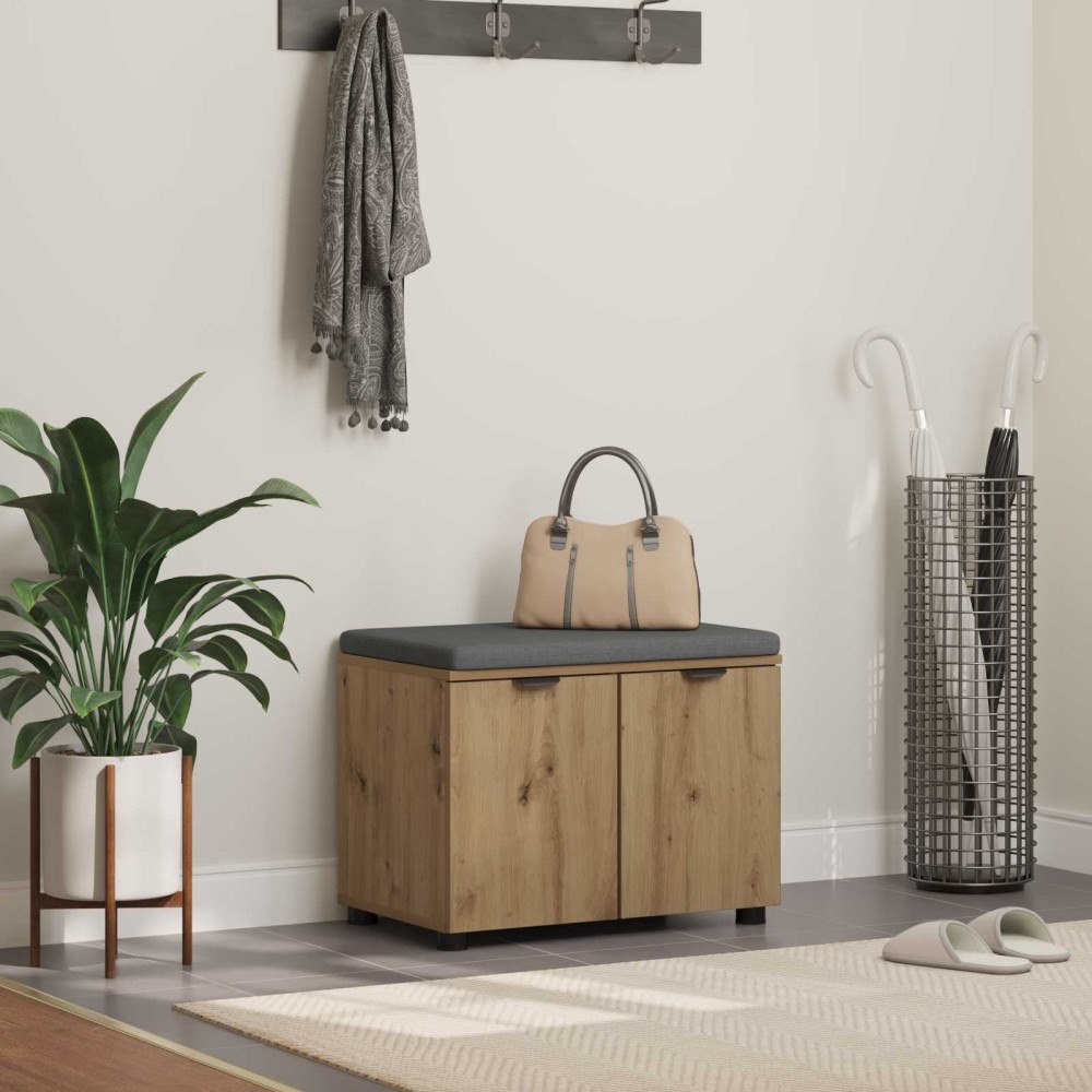 vidaXL Skobänk med dyna Artisan-ek 60 x 38 x 46 cm Konstruerat trä