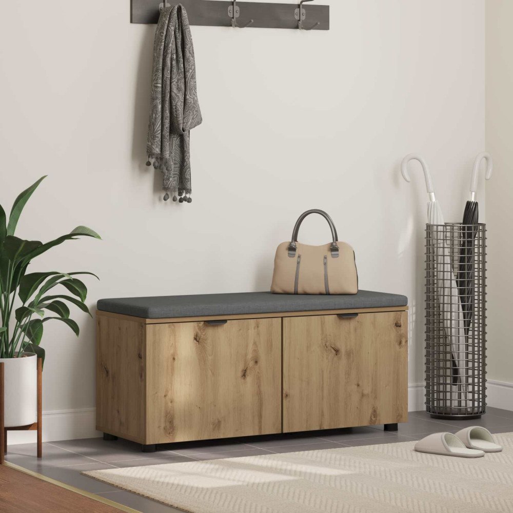 vidaXL Skobänk med dyna Artisan-ek 100 x 38 x 46 cm Konstruerat trä