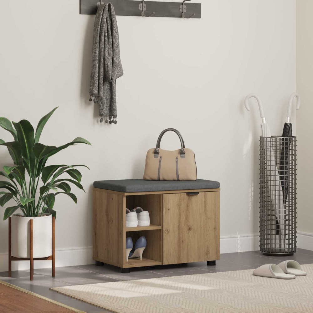 vidaXL Skobänk med kudde Artisan-ek 60 x 38 x 46 cm Konstruerat trä