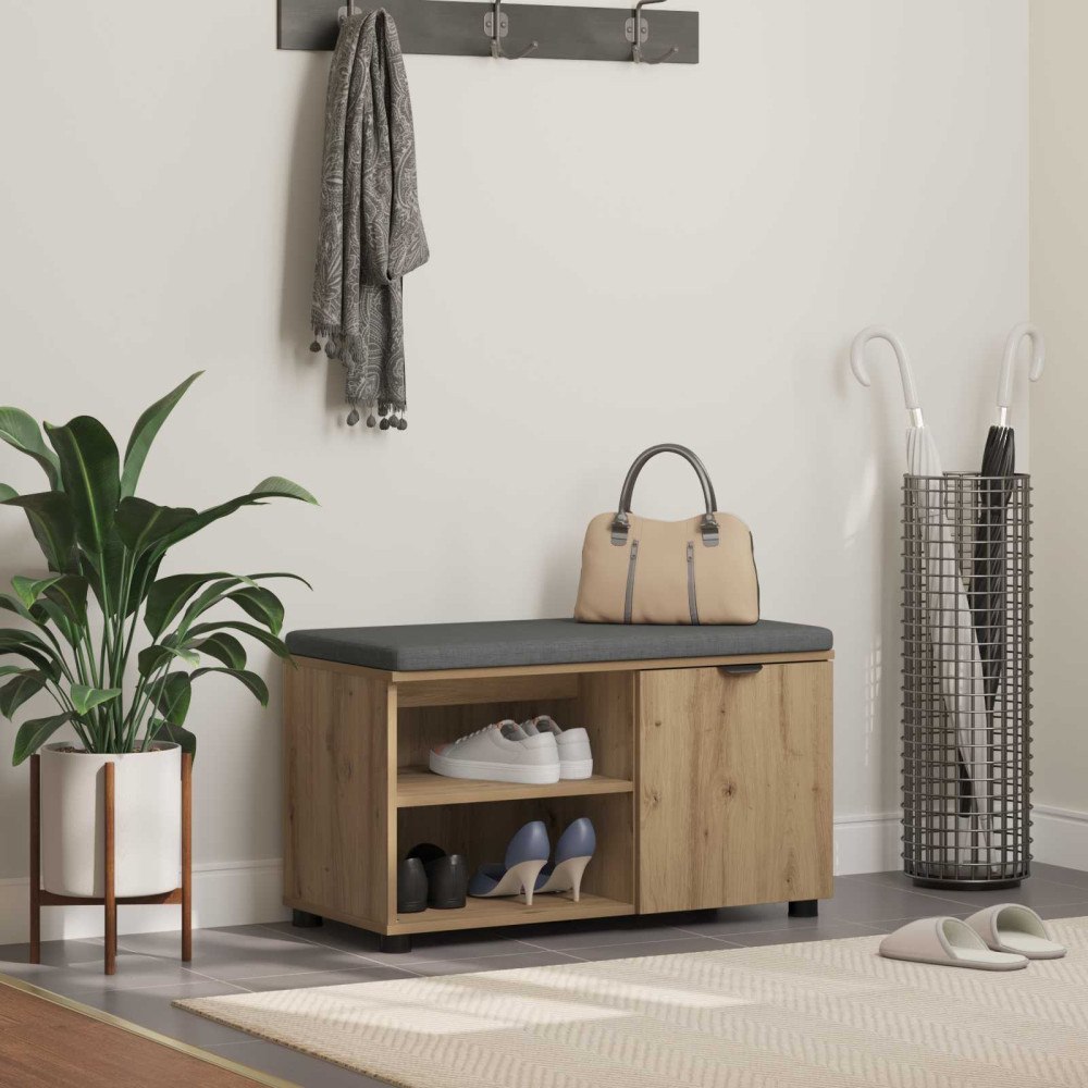 vidaXL Skobänk med kudde Artisan-ek 80 x 38 x 46 cm Konstruerat trä