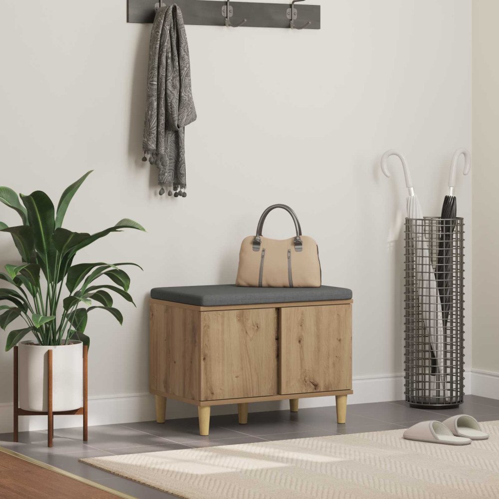 vidaXL Skobänk med dyna Artisan-ek 60 x 38 x 46 cm Konstruerat trä
