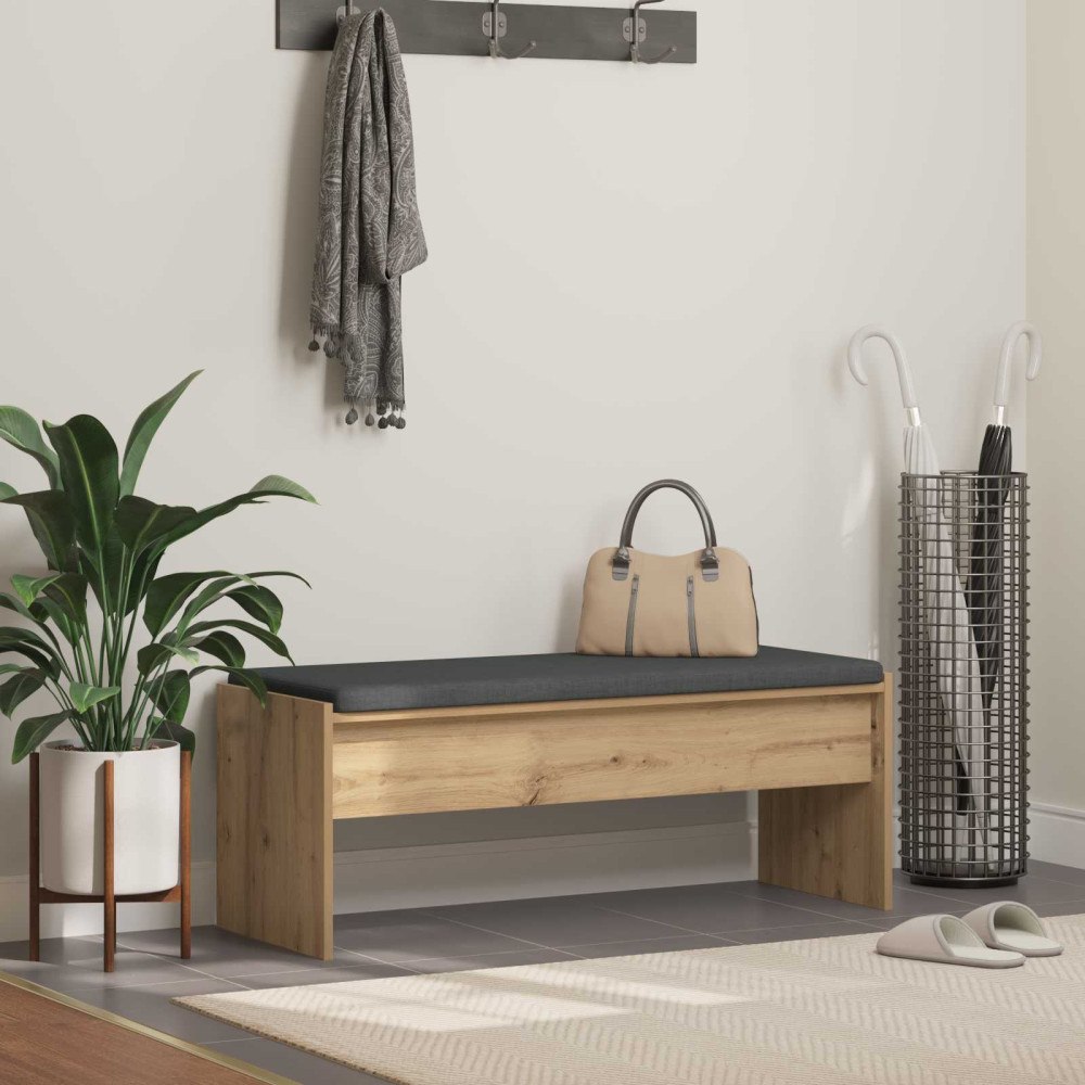 vidaXL Skobänk med sittdyna Artisan-ek 103 x 38 x 40 cm
