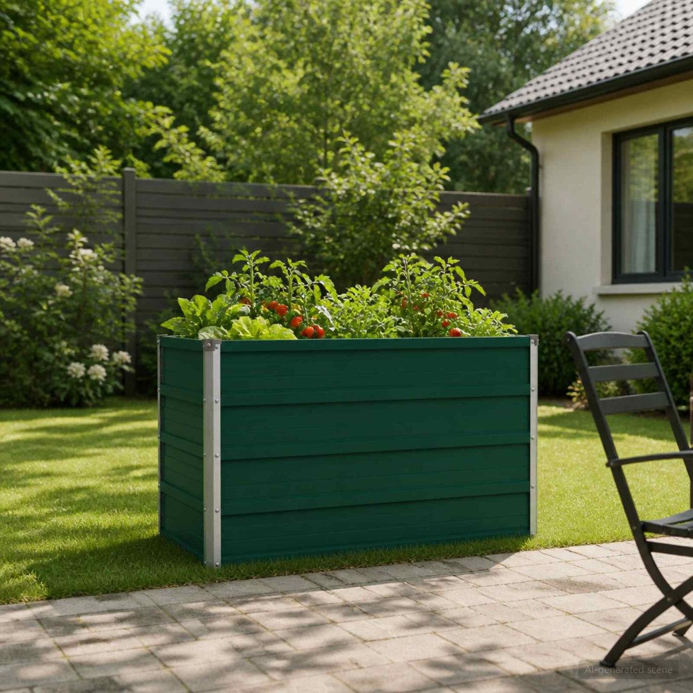 vidaXL Höjd Trädgårdsbädd Grön 100 x 40 x 55 cm kallvalsad stål