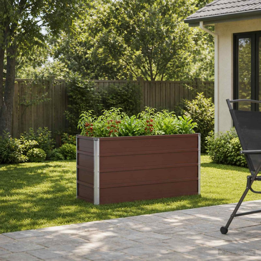 vidaXL Höjd Trädgårdsbädd Brun 100 x 40 x 55 cm kallvalsad stål