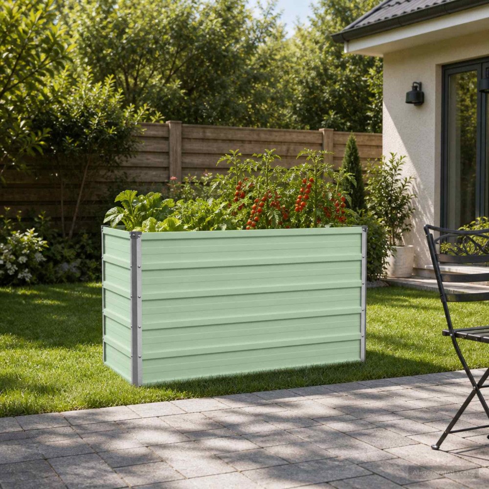 vidaXL Höjd Trädgårdsbädd Pastellgrön 100 x 40 x 55 cm kallvalsad stål