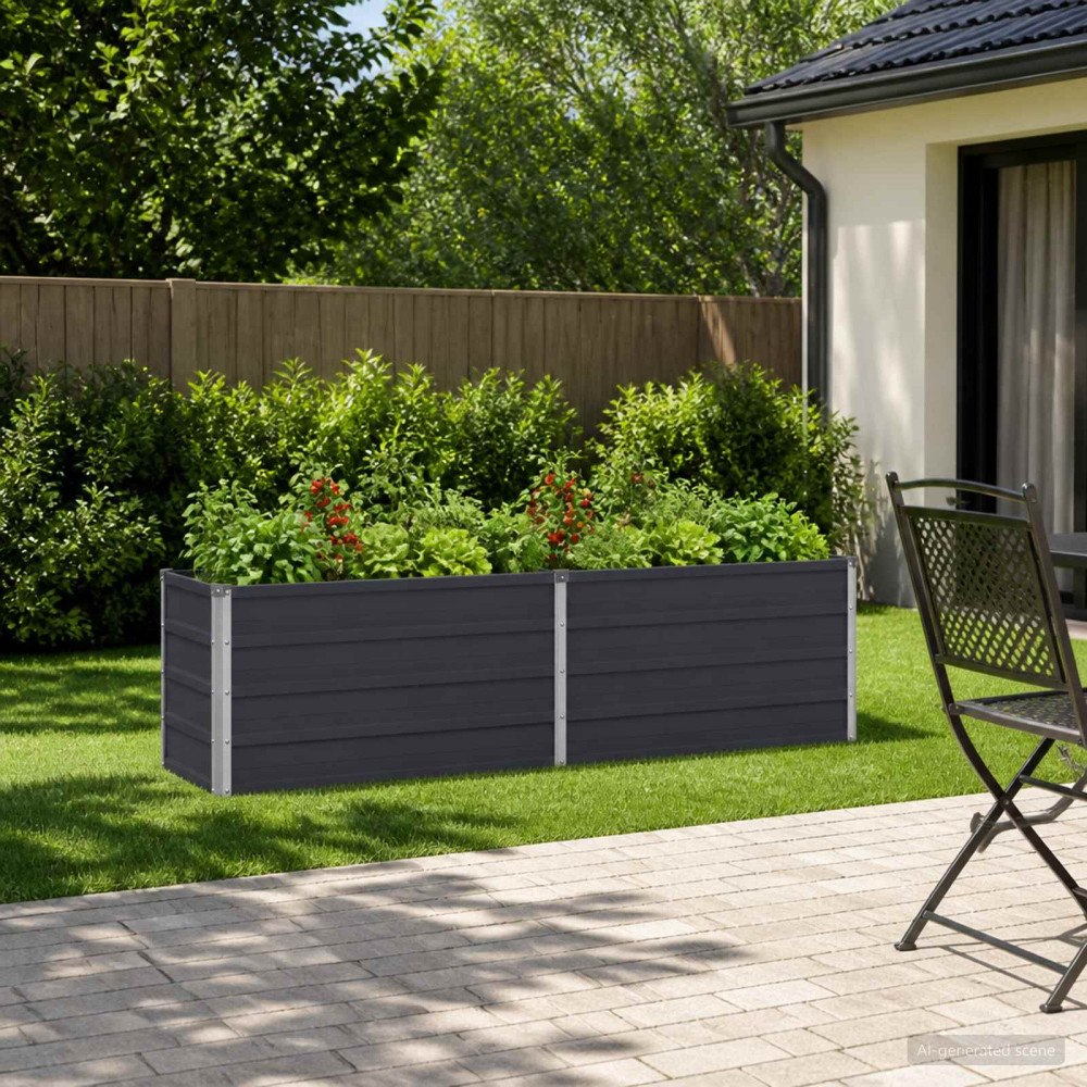 vidaXL Höjd Trädgårdsbädd Antracit 160 x 40 x 55 cm kallvalsad stål