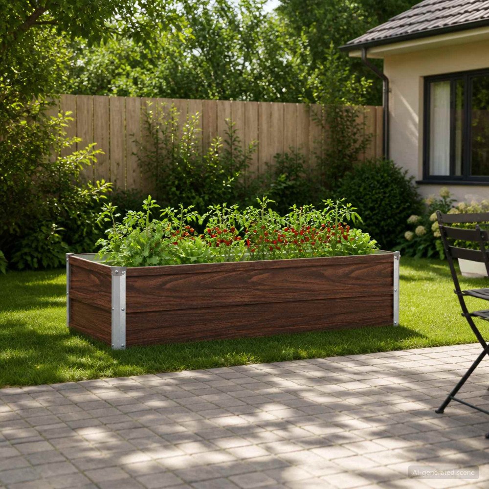 vidaXL Höjd Trädgårdsbädd Svart 100 x 40 x 24 cm kallvalsad stål