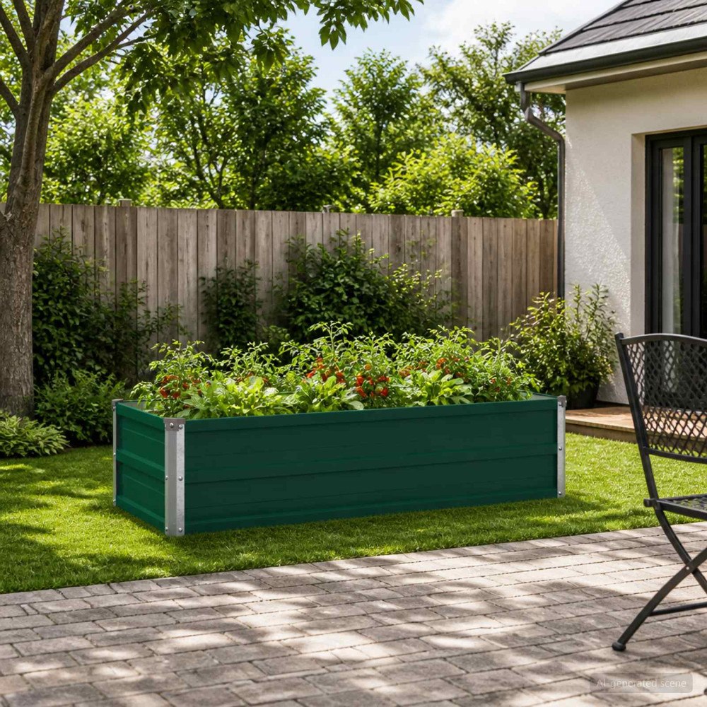vidaXL Höjd Trädgårdsbädd Grön 100 x 40 x 24 cm kallvalsad stål