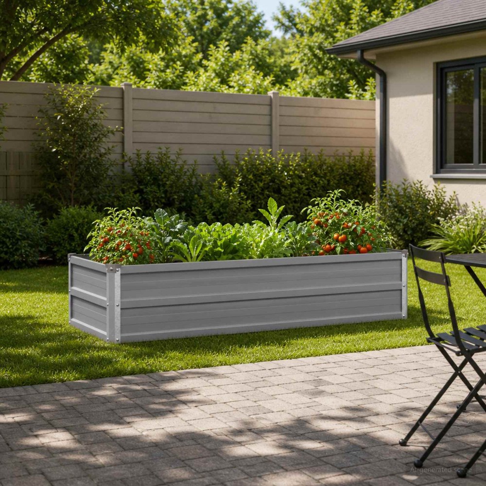 vidaXL Höjd Trädgårdsbädd Grå 100 x 40 x 24 cm kallvalsad stål