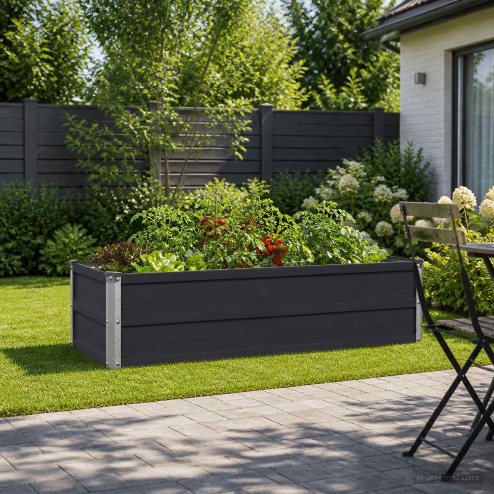 vidaXL Höjd Trädgårdsbädd Antracit 100 x 40 x 24 cm kallvalsad stål