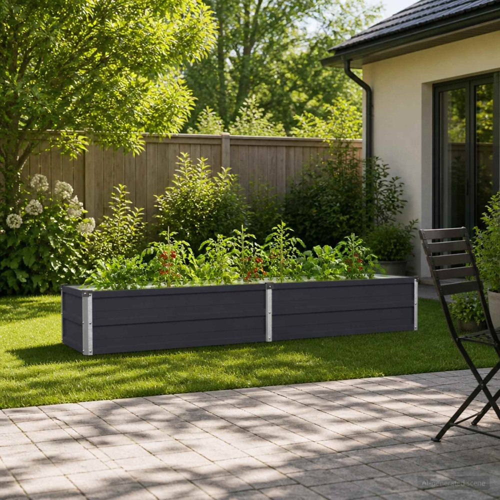 vidaXL Höjd Trädgårdsbädd Antracit 160 x 40 x 24 cm kallvalsad stål