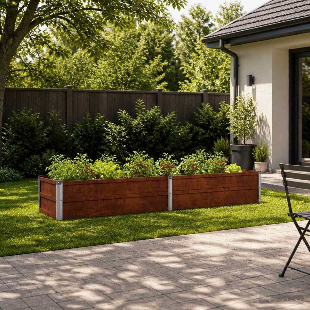 vidaXL Höjd Trädgårdsbädd Rostig 160 x 40 x 24 cm corton